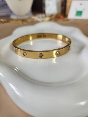 Stainless Steel Crystal Bangle Bracelet